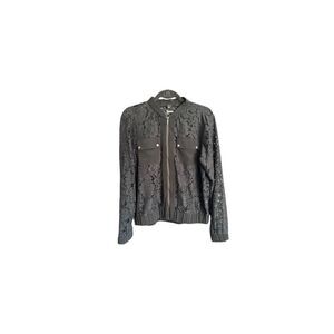 IMNYC women’s black lace long sleeve full zip jacket, size small/P